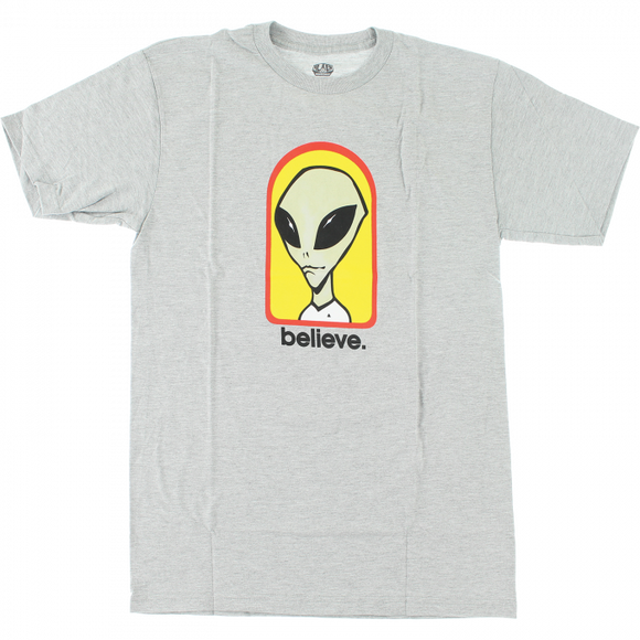 Alien Workshop Believe T-Shirt - Size: Small Heather Grey/Yellow/Red