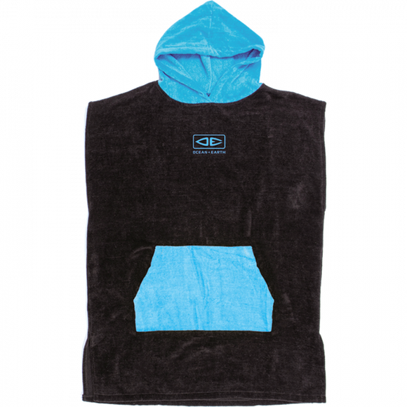 Ocean and Earth Youth Hooded Poncho Black/Cyan