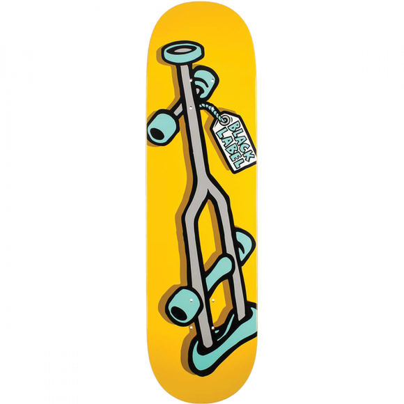 Black Label Crutch Skateboard Deck -8.25 Yellow DECK ONLY