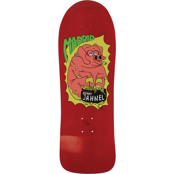 Madrid Jahnel Pig Reissue Skateboard Deck -10.12x31.5 Red DECK ONLY