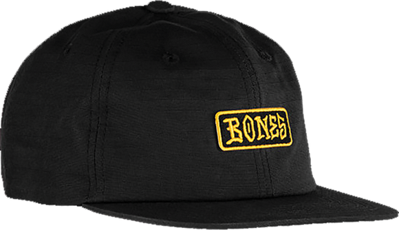 Bones Wheels Wheels Black And Gold 6p Strapback Skate HAT - Black 