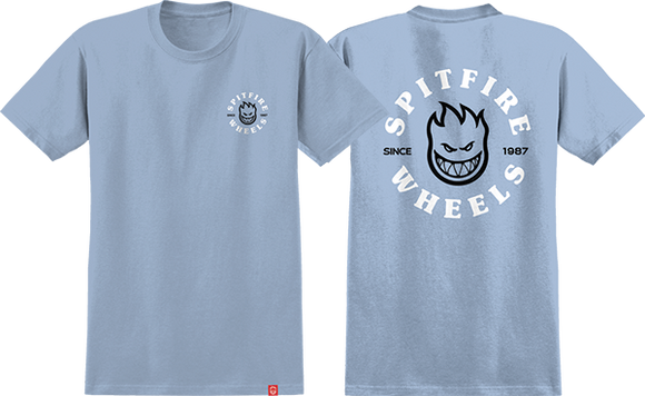 Spitfire Bighead Classic T-Shirt - Size: MEDIUM -Lt. Blue/Black/White