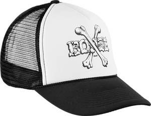 Powell Peralta Cross Bones Wheels Mesh Skate HAT - Adjustable White/Black 