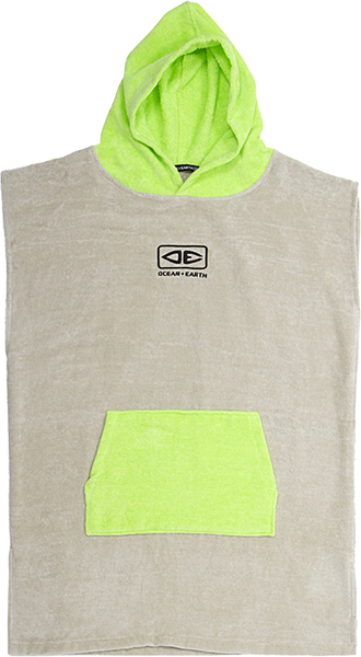 Ocean and Earth Youth Hooded Poncho Grey/Lime