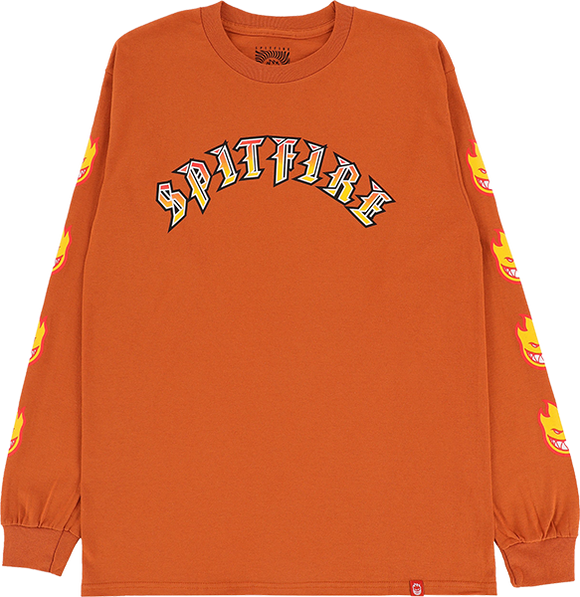 Spitfire Old E Bighead Fill Sleeve Long Sleeve Shirt X-LARGE Orange/Gold/Red