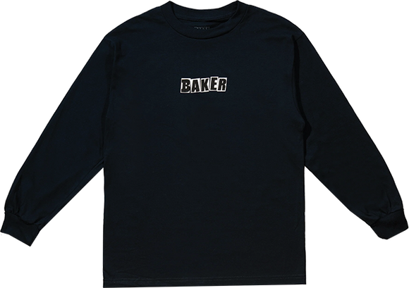 Baker Brand Logo Long Sleeve Shirt SMALL Navy