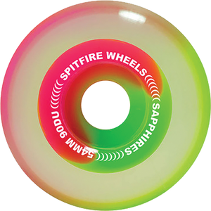 Spitfire Sapphire 90du Cruiser 54mm Pink/Green Skateboard Wheels (Set of 4)