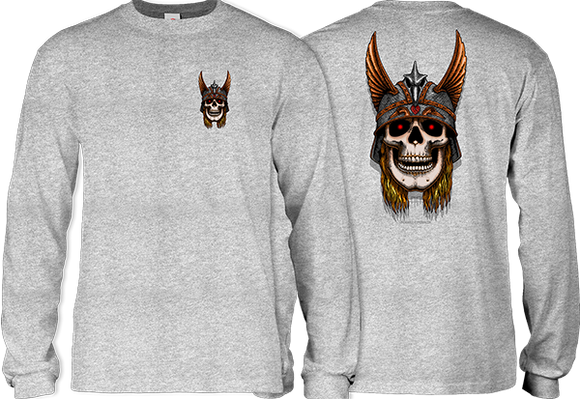 Powell Peralta Anderson Skull Long Sleeve Shirt X-LARGE Heather Grey