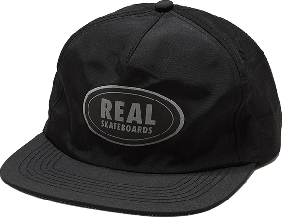 Real Oval Skate HAT - Adjustable Black/Reflect 