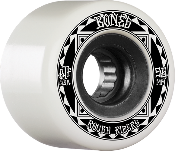 Bones Wheels ATF Rough Rider Runners 56mm 80a White/Black Skateboard Wheels (Set of 4)