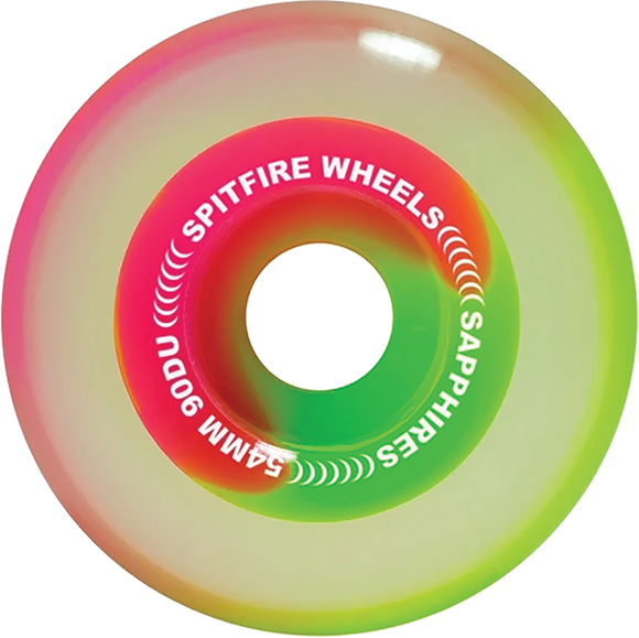 Spitfire Sapphire 90du Cruiser 56mm Pink/Green Skateboard Wheels (Set of 4)