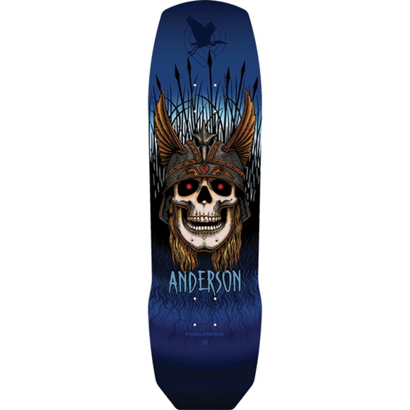 Powell Peralta Anderson Heron Skull Skateboard Deck -9.13x32.8 Blue DECK ONLY