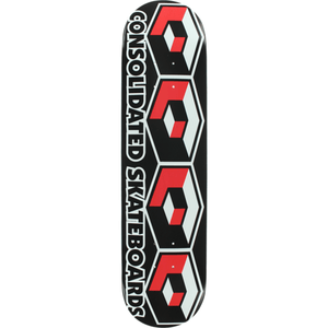 Consolidated 4 Cube Skateboard Deck -7.75 Black/Red DECK ONLY