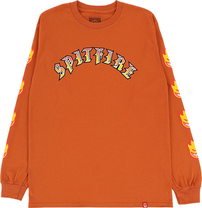 Spitfire Old E Bighead Fill Sleeve Long Sleeve Shirt LARGE Orange/Gold/Red