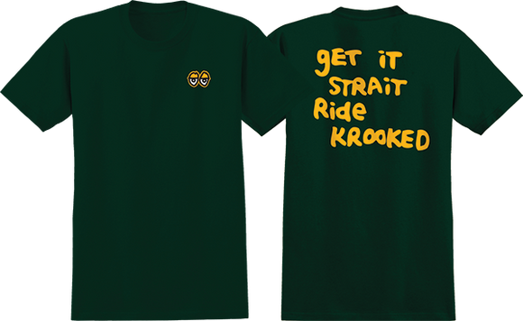 Krooked Strait Eyes T-Shirt - Size: X-LARGE Forest Green/Gold