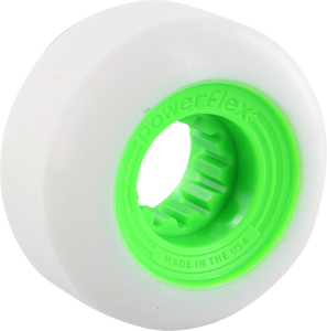 Powerflex Gumball 56mm 83b White/Lime Skateboard Wheels (Set of 4)