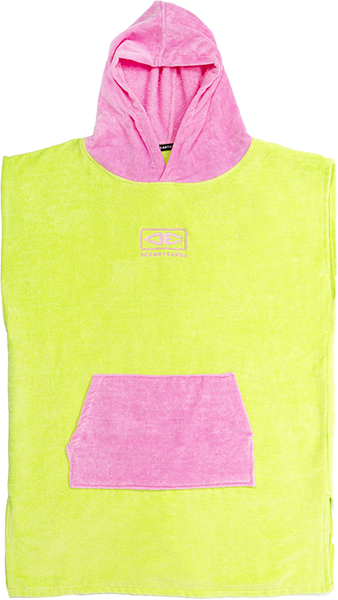 Ocean and Earth Youth Hooded Poncho Lime/Pink