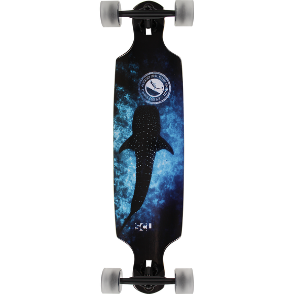 San Clemente Whale Shark Drop Through Complete Longboard Skateboard -36 