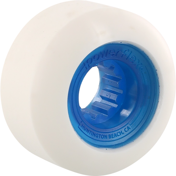 Powerflex Rock Candy 56mm 84b White/Clear.Blue Skateboard Wheels (Set of 4)