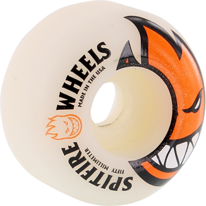 Spitfire Bighead 50mm White W/Org Skateboard Wheels (Set of 4)