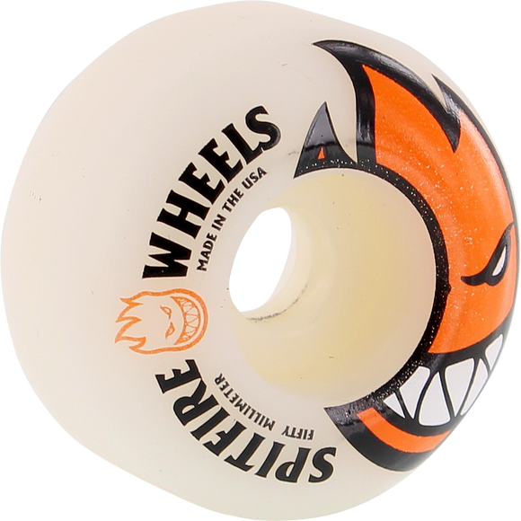 Spitfire Bighead 50mm White W/Org Skateboard Wheels (Set of 4)