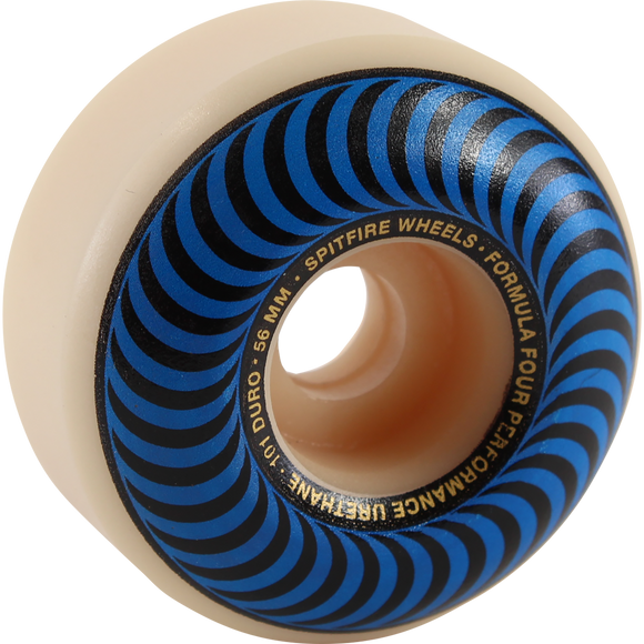 Spitfire F4 101a Classic Swirl 56mm White W/Blue Skateboard Wheels (Set of 4)