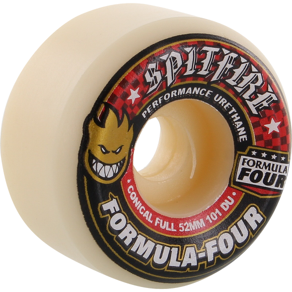 Spitfire F4 101a Conical Full 54mm White W/Red Skateboard Wheels (Set of 4)