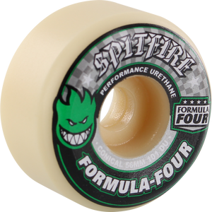 Spitfire F4 101a Conical 56mm White W/Green & Black Skateboard Wheels (Set of 4)