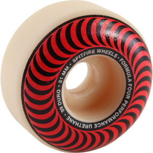 Spitfire F4 99a Classic Swirl 51mm White W/Red Skateboard Wheels (Set of 4)