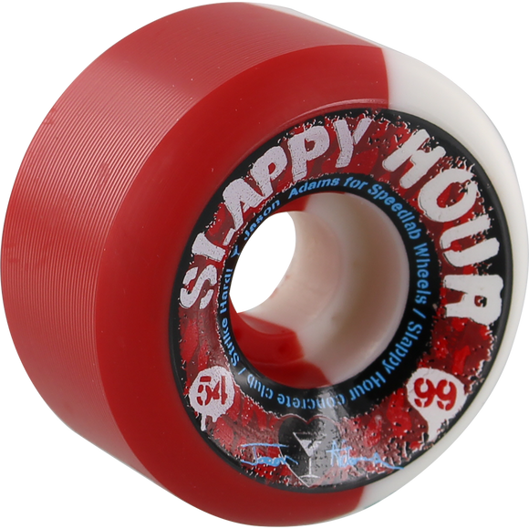 Speedlab Adams Slappy Hour 54mm 99a White/Red Swirl Skateboard Wheels (Set of 4)