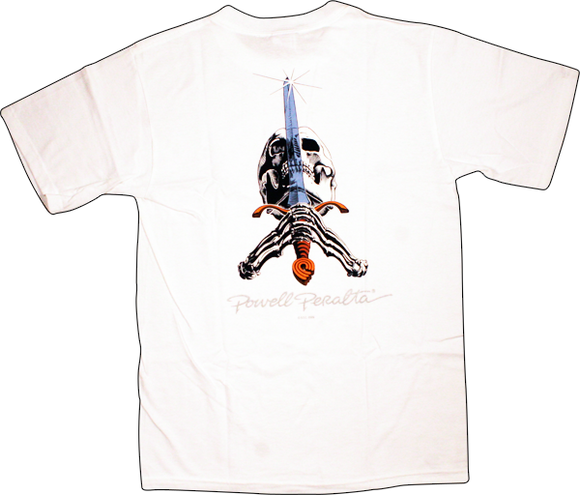 Powell Peralta Skull & Sword T-Shirt - Size: MEDIUM White | Universo Extremo Boards Skate & Surf