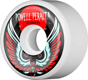 Powell Peralta Bomber III 85a 60mm White Skateboard Wheels (Set of 4)