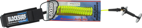 Block Pro Coiled Bicept Bodyboard Surfboard Leash - Small Green 