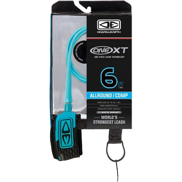 O&E Ocean & Earth One XT Allround Comp Leash 6' Aqua