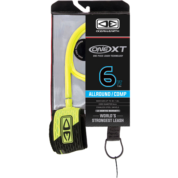 O&E Ocean & Earth One XT Allround Comp Leash 6' Yellow