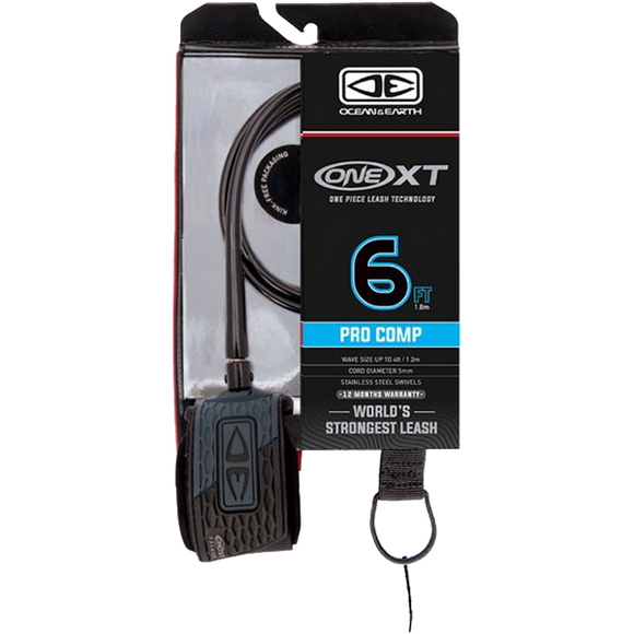 O&E Ocean & Earth One XT Pro Comp Leash 6' Black