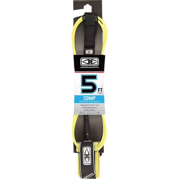 O&E Ocean & Earth Moulded Comp Leash 5' Yellow