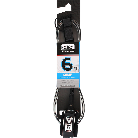 O&E Ocean & Earth Moulded Comp Leash 6' Black