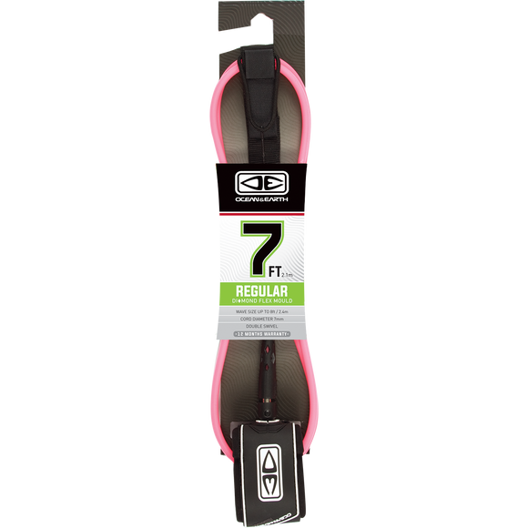 O&E Ocean & Earth Moulded Regular Leash 7' Pink