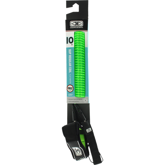 O&E Ocean & Earth Coiled Knee Sup/Lb Leash 10' Lime