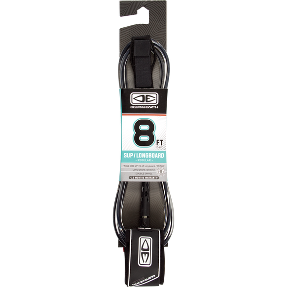 O&E Ocean & Earth Regular Sup/Lb Leash 8' Black