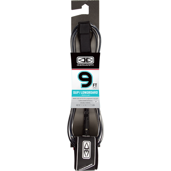 O&E Ocean & Earth Regular Sup/Lb Leash 9' Black