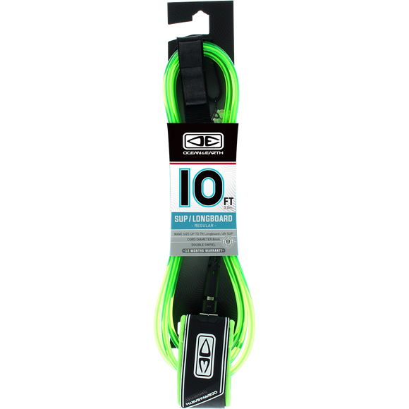 O&E Ocean & Earth Regular Sup/Lb Leash 10' Lime