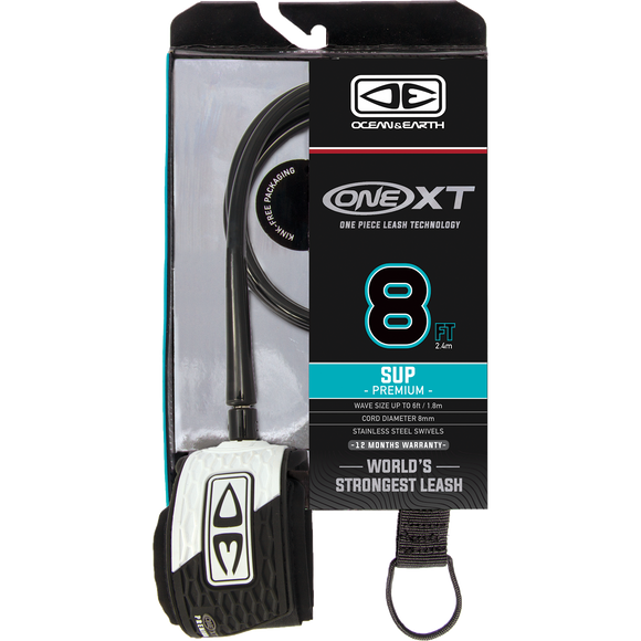 O&E Ocean & Earth One XT Sup Leash 8' Black/White