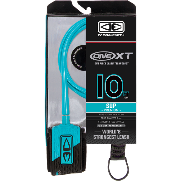 O&E Ocean & Earth One XT Sup Leash 10' Aqua