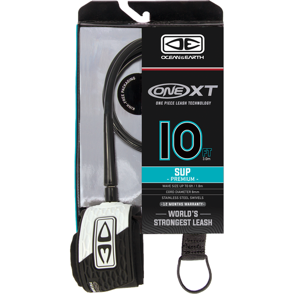 O&E Ocean & Earth One XT Sup Leash 10' Black/White