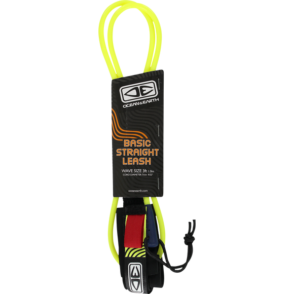 O&E Ocean & Earth Bodyboard Basic Wrist Straight Leash Yellow