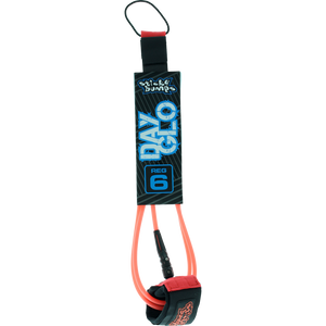 Sticky Bumps Day-Glo Reg 6' Leash Red