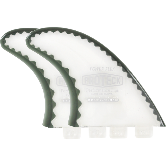 Proteck Pwr-Flex Fcs Side 4.25 Clear/Black Surfboard FIN  -  SET OF 2PCS