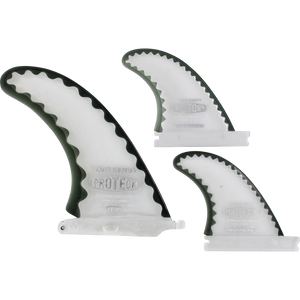 Proteck Pwr-Flex Combo Ffs 7.0+4.0 Clear/Black Surfboard FIN  -  SET OF 3PCS